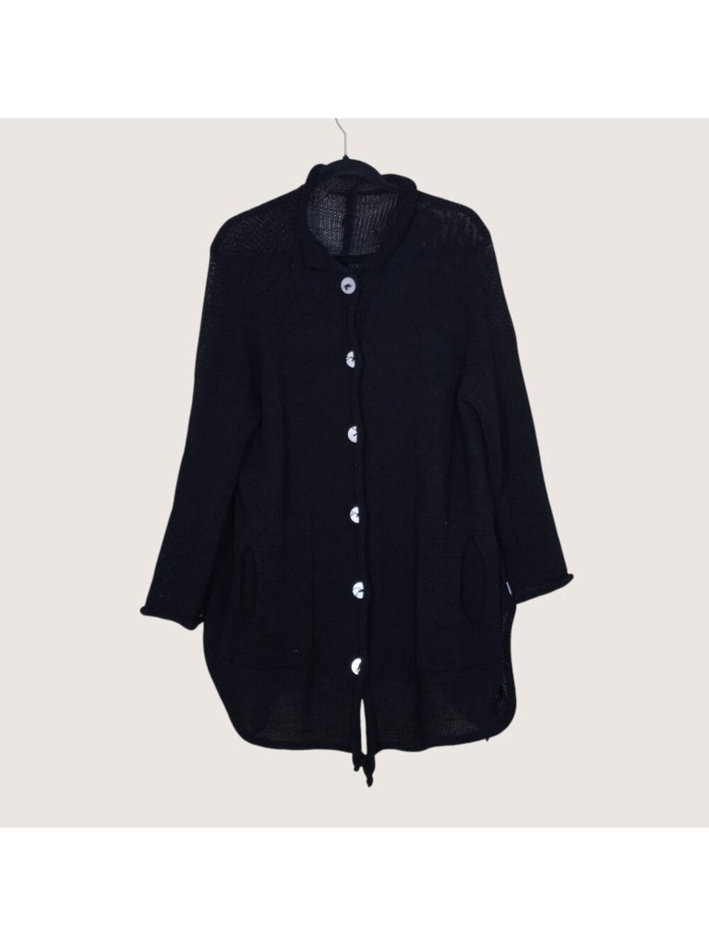 SKIF International Skifo Cardigan OS M/L Black Airy Lagenlook Buttons Pockets